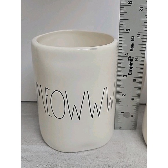 NWOB Rae Dunn PURR MEOWWW Coffee Mugs Set Of 2 20 Ounce Ceramic Dishwasher Safe - Picture 8 of 9